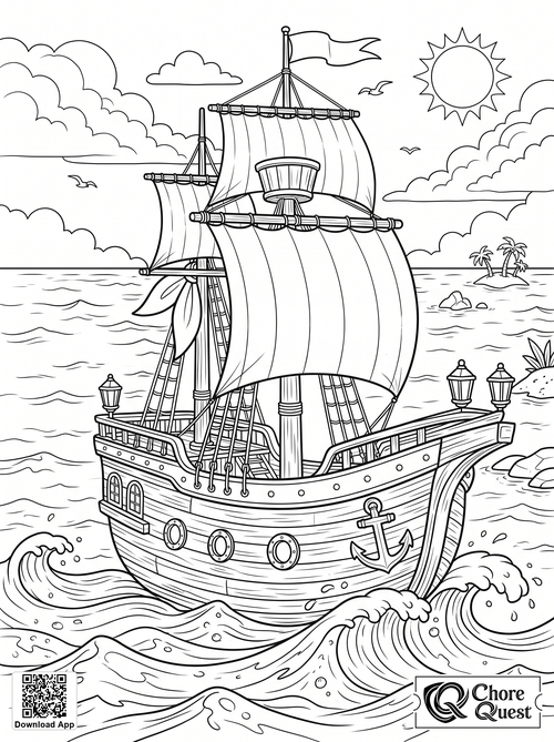 Pirate Galleon Coloring Page
